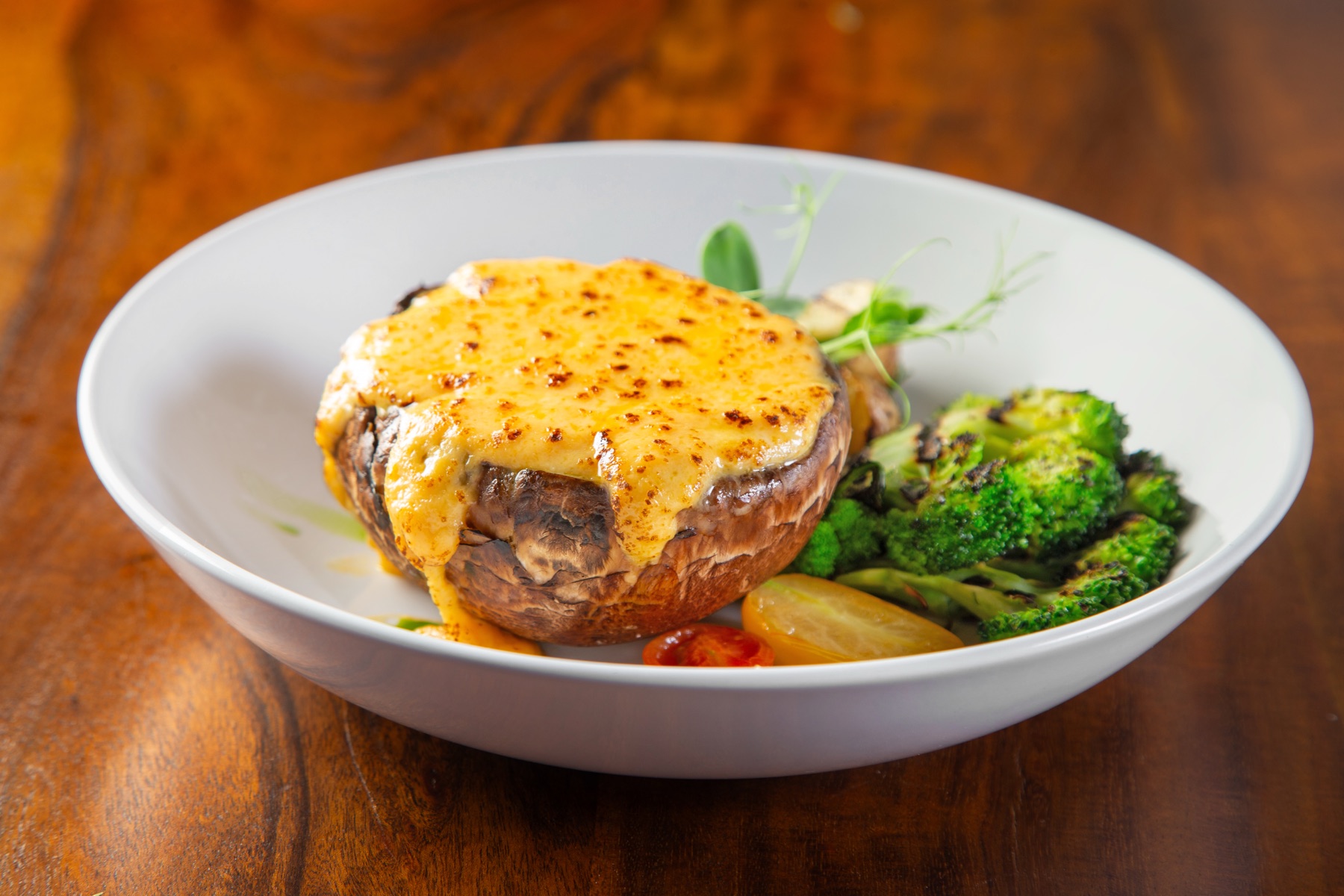 Grilled portobello mushroom in a four-cheese sauce at Rosmarino, Indiranagar